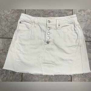 We The Free White Denim Mini Skirt with Button Front Sz 26